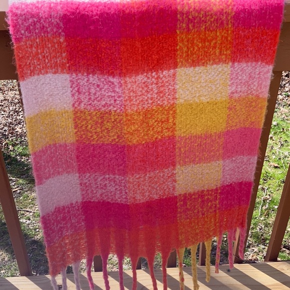 Anthropologie large pink and orange scarf